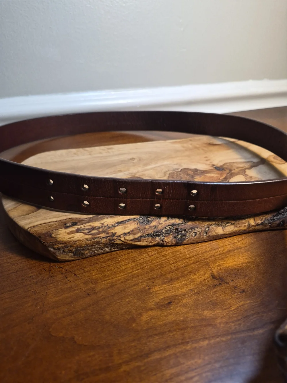 Calvin Klein Chestnut Brown Triple-Prong‎ Leather Belt Italian Saddle Leather